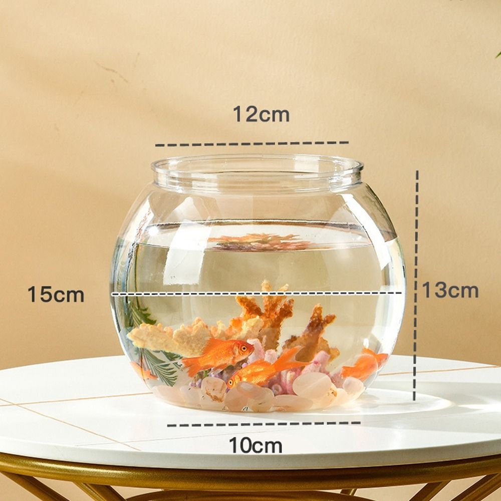 Aquarium Fish Jar - ホームデコレーション クリア透明丸型水槽 プラスチック製小型魚鉢 クリエイティブで軽やかな高級感 デスクトップ水槽 リビングルーム用