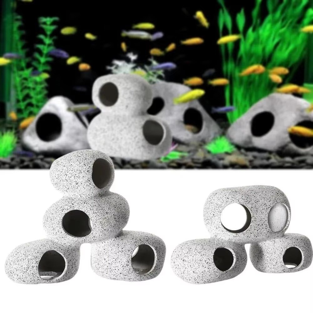 Aquarium Fish Hiding Places - 紫粘土水槽隠れ家ロック自然な質感シミュレーション工芸品水槽洞窟造園装飾水槽装飾