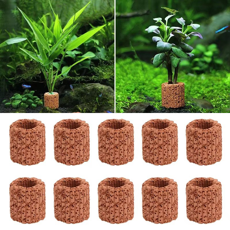 Aquarium Fish Hiding Places - 水生植物固定リング水族館風景セラミック水植物ポットリングツール装飾水槽アクセサリー