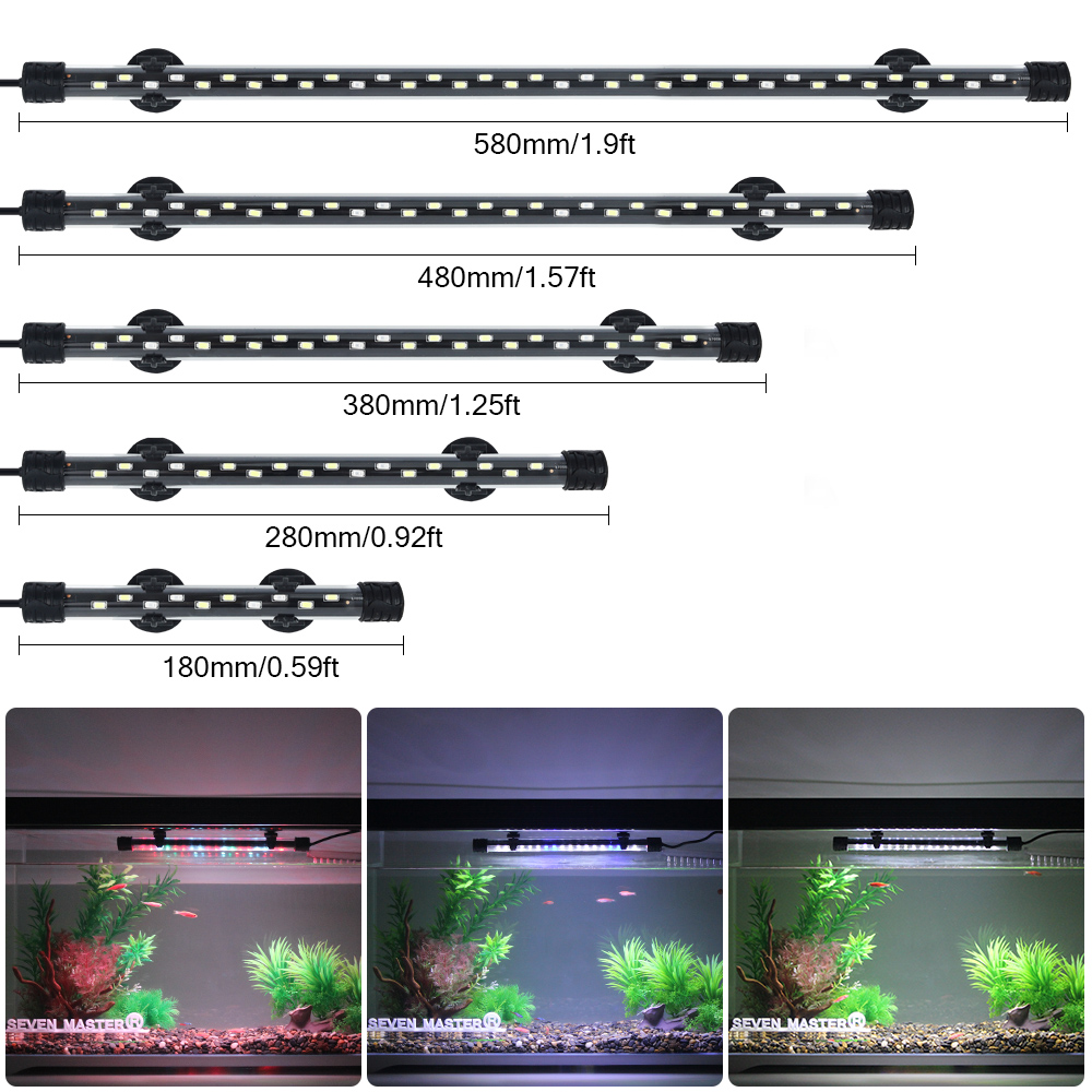 Aquarium Fish Only - 水族館ライト LED 植物成長ランプ防水水槽ライト 18-58 センチメートル水中水族館の装飾照明 90-260V