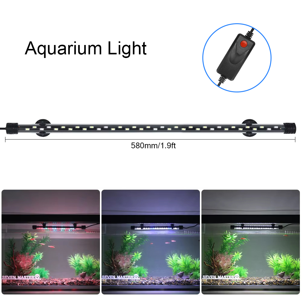 Aquarium Fish Only - 防水LED水族館植物成長ランプ,水槽ライト,水中水族館ライト,装飾照明,90-260v,5730チップ,58cm