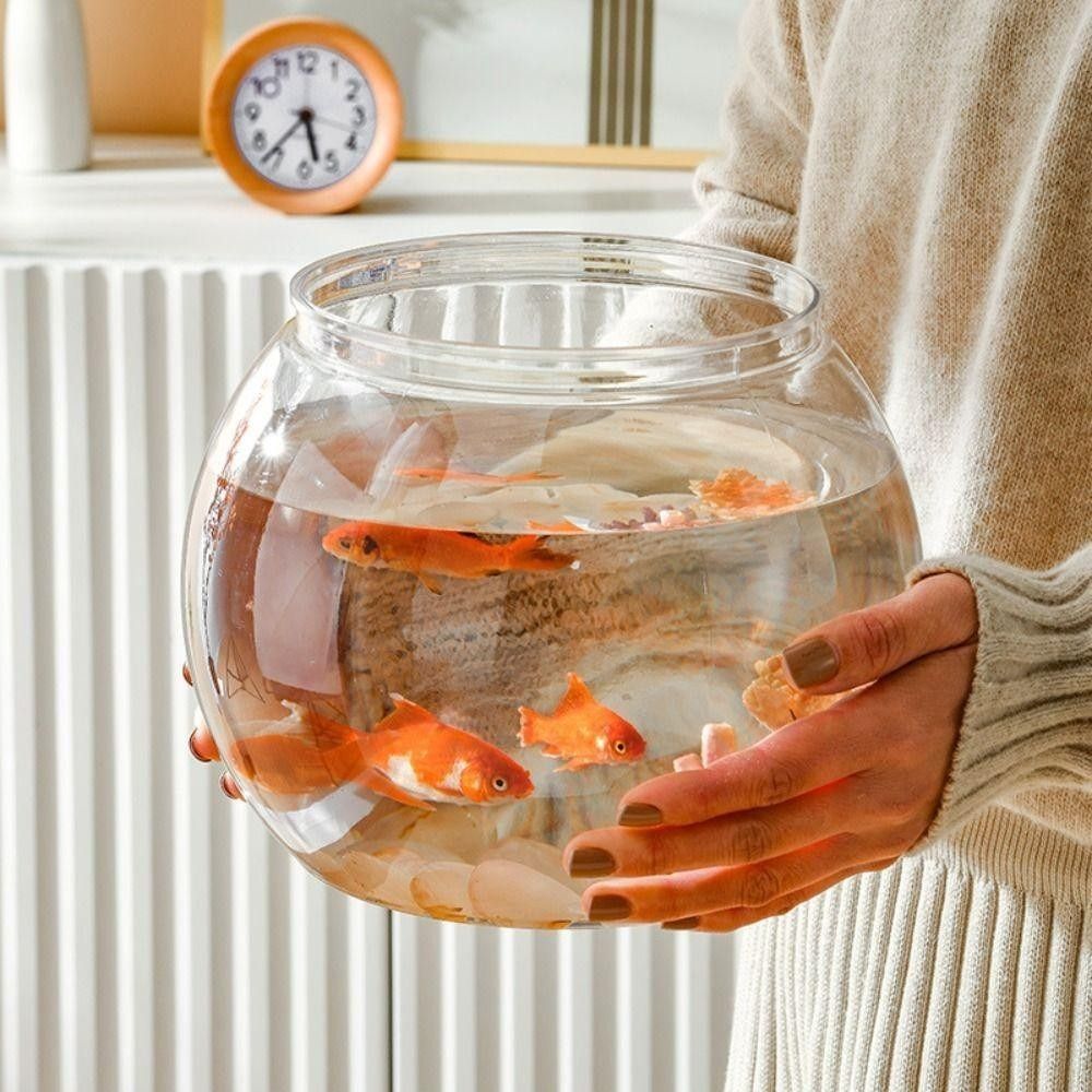 Aquarium Fish Jar - 新しい透明な水槽、丸型、割れない、プラスチック製、軽量、小型の魚鉢、家の装飾