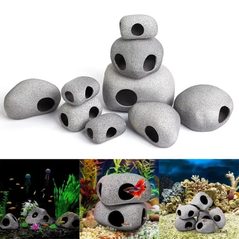 紫粘土水槽隠れ家ロック自然な質感シミュレーション工芸品水槽洞 - Aquarium Fish Hiding Places のレビューと価格