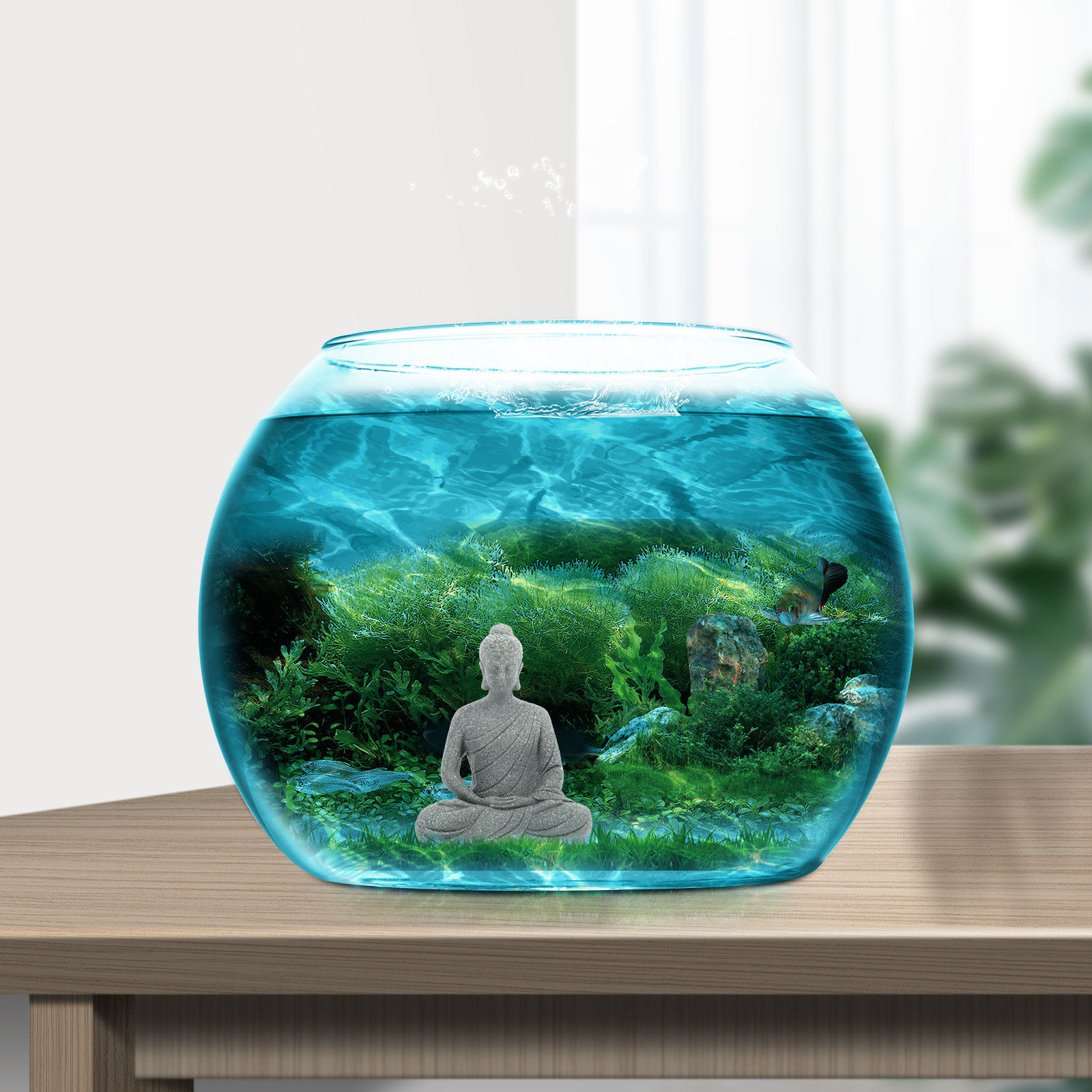 ミニ仏像樹脂製水槽飾り小型水槽仏像水中仏像彫刻デスクトップガ - Aquarium Fish Tank のレビューと価格