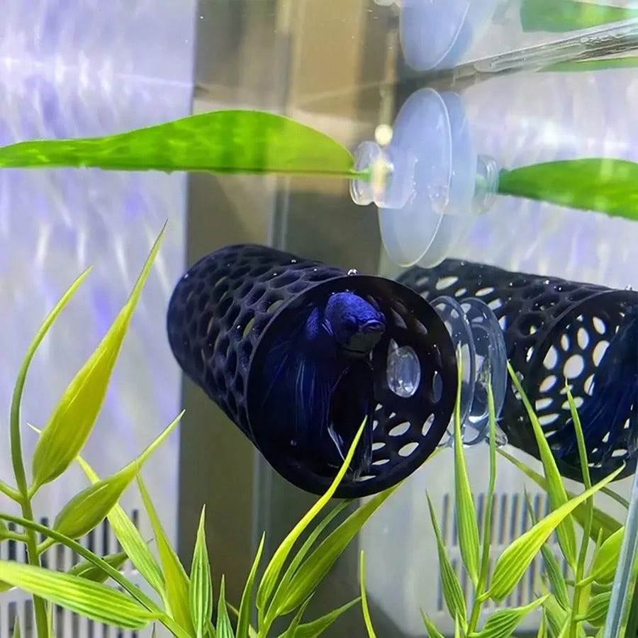 ベタ魚の隠れ家、中空チューブ型オーナメント、吸盤付き、安全な - Aquarium Fish Hiding Places のレビューと価格
