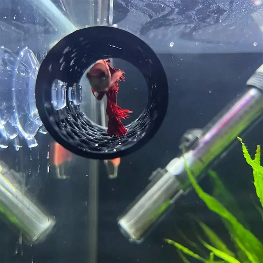 ベタ魚の隠れ家、中空チューブ型オーナメント、吸盤付き、安全な - Aquarium Fish Hiding Places のレビューと価格