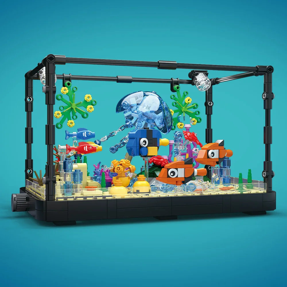 ライト付き水槽ビルディングブロックセット、水槽、海洋カメ、1 - Aquarium Fish Farm のレビューと価格