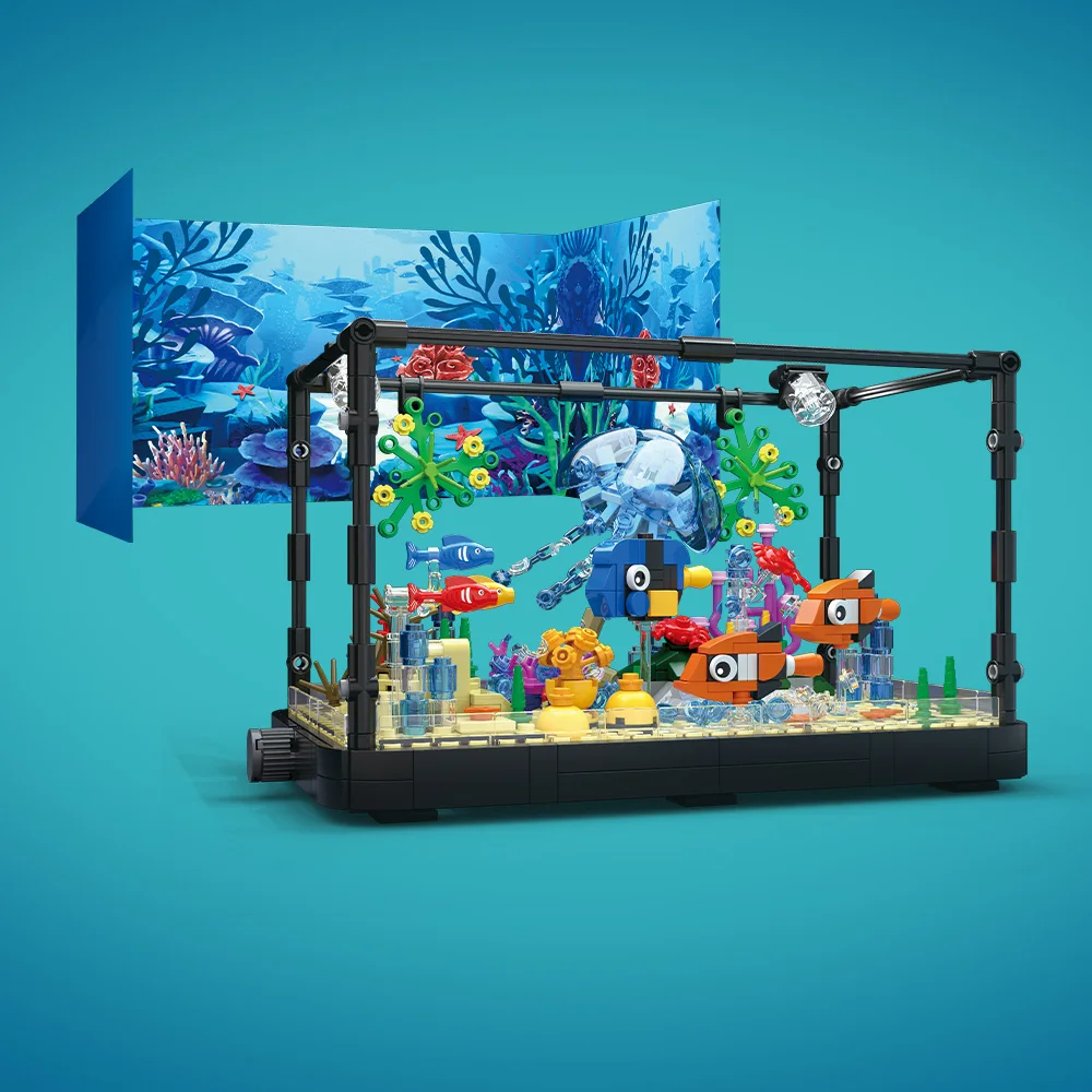 ライト付き水槽ビルディングブロックセット、水槽、海洋カメ、1 - Aquarium Fish Farm のレビューと価格
