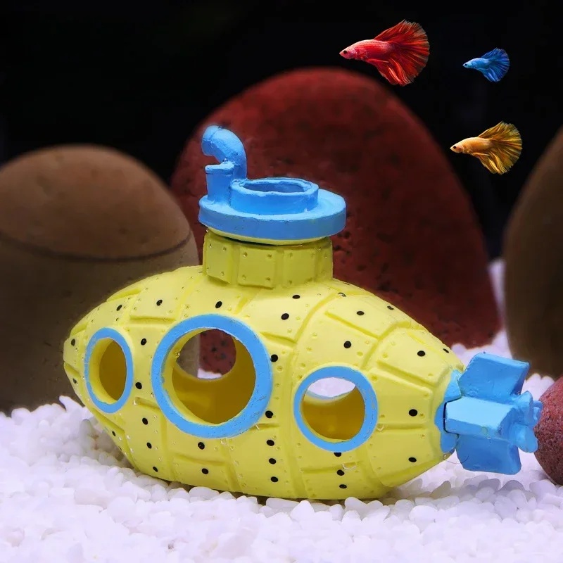 樹脂製潜水艦型オーナメント、水槽飾り、魚やエビの隠れ家、洞窟 - Aquarium Fish Hiding Places のレビューと価格