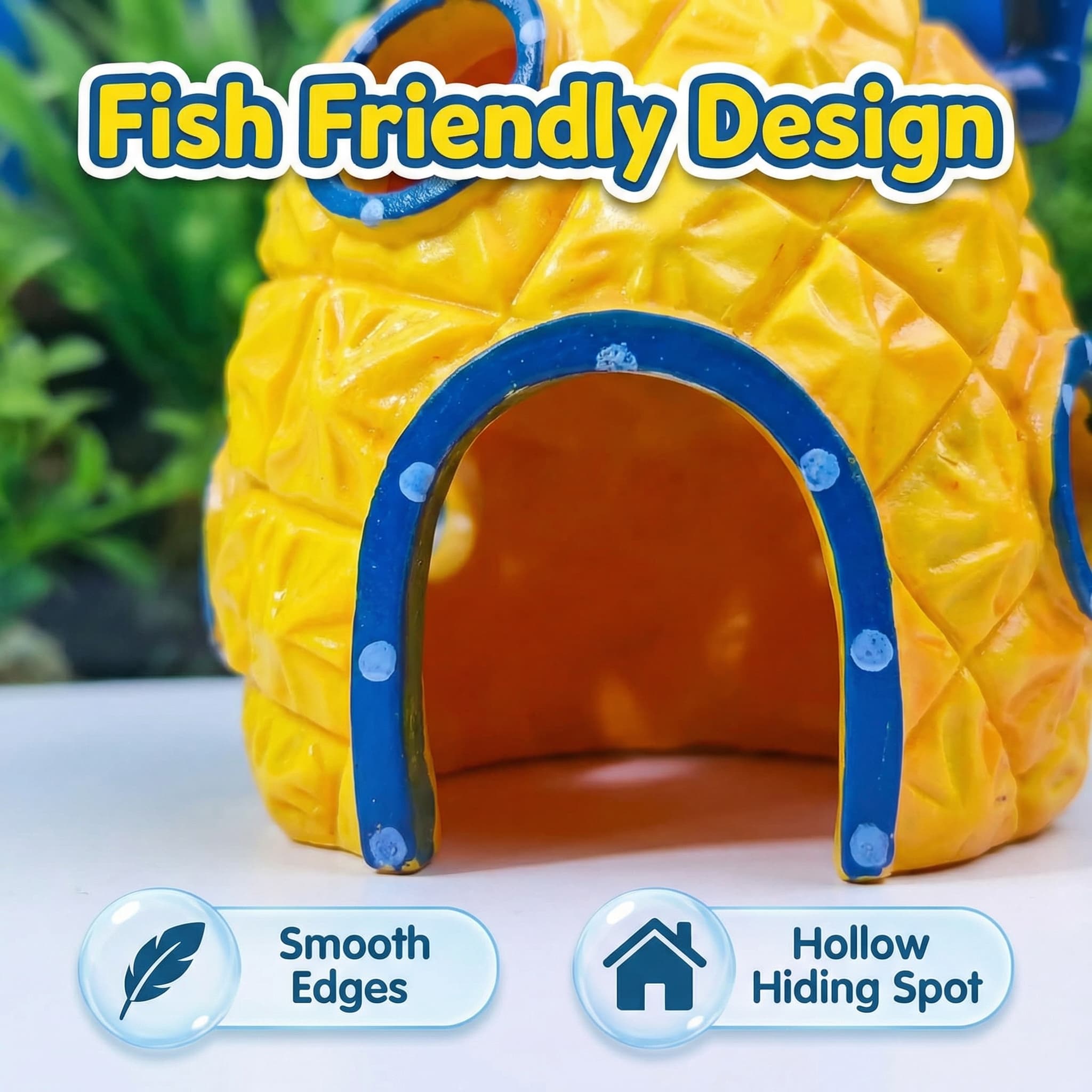 パイナップルハウス水族館装飾、エコフレンドリーな樹脂製ベタエ - Aquarium Fish Hiding Places のレビューと価格