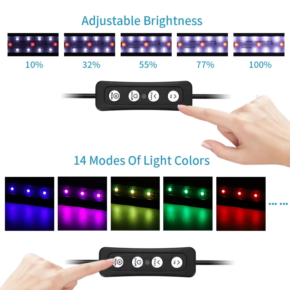 カラフルなLED水槽ライト照明RGB植物育成ライトUSB水草 - Aquarium Fish Colour のレビューと価格